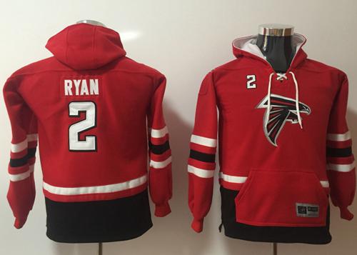 Nike Falcons #2 Matt Ryan Red/Black Youth Name & Number Pullover NFL Hoodie - Click Image to Close